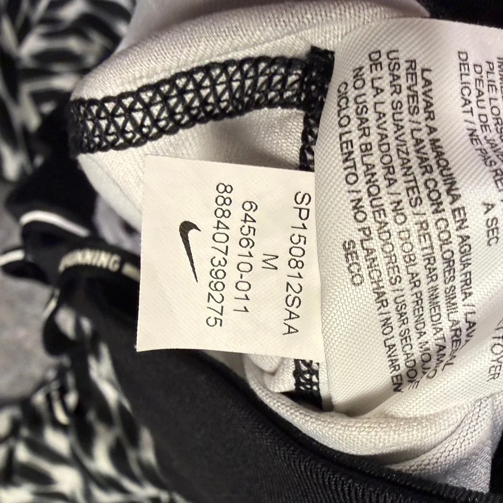 Nike Dri-FIT Epic Run Crop Leggings Black White Pattern 645610-011 Womens Medium